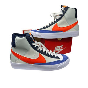 Nike Blazer Mid '77 SE Kids Size 3.5y White Orange Blue High Top Sneakers